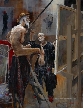 Don Quichotte Une rencontre Un député plus moderne Peinture à l'huile